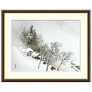 額絵 吹雪 川合玉堂 61x49.5cm 三幸