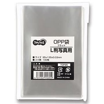 （まとめ） TANOSEE OPP袋 フラット L判写真用 95×135mm 1パック（100枚） 【×20セット】