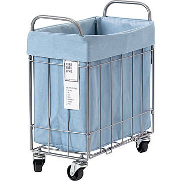 【BRID】DENIM FOLDING LAUNDRY SQUARE BASKET with CASTER 28L / SLIM デニム フォールディング スクエアバスケット 28L