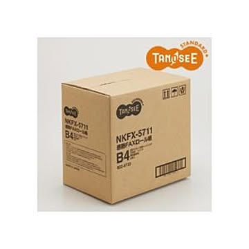 （まとめ）TANOSEE 感熱FAXロール紙 257mm×100m×1インチ 表発色 6本