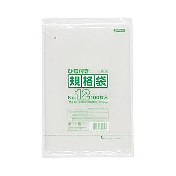 規格袋ひも付 12号100枚入03LLD透明 LK12 （40袋×5ケース）合計200袋セット 38-469