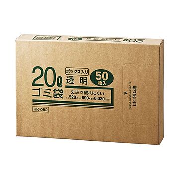 (まとめ) クラフトマン 業務用透明 メタロセン配合厚手ゴミ袋 20L BOXタイプ HK-82 1箱(50枚)  【×30セット】