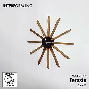 INTERFORM インターフォルム Terasto テラスト 掛時計 CL-4463 掛け時計 ウォールクロック 壁掛け時計 音がしない スイープムーブメント スイープセコンド