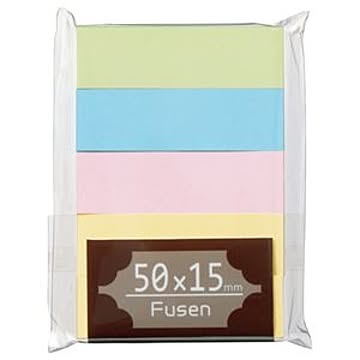 （まとめ） TANOSEE ふせん 50×15mm パステルアソート 1パック（5冊） 【×20セット】