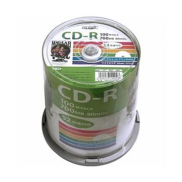 （まとめ）HI DISC CD-R 700MB 100枚スピンドル データ用 52倍速対応 白ワイドプリンタブル HDCR80GP100×2セット