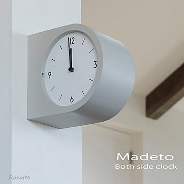 【電池ﾌﾟﾚｾﾞﾝﾄ】インターフォルム 両面時計 掛け時計 連続秒針 マデト