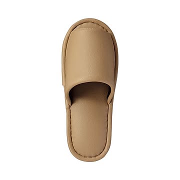 (まとめ) TANOSEE 最高級レザー調スリッパ 外縫い 大人用 ベージュ 1足 【×10セット】