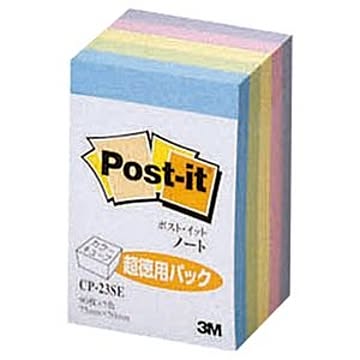 （まとめ） 3M ポストイット ノート カラーキューブ 超徳用 ハーフ 75×50mm パステルカラー混色5色 CP-23SE 1冊 【×10セット】