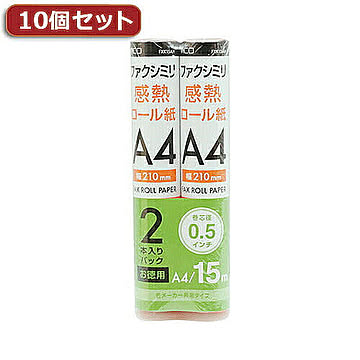 10個セット ミヨシ 各メーカー共用タイプ FAX用感熱ロール紙 FXK15AH-2X10 管理No. 4589453405304