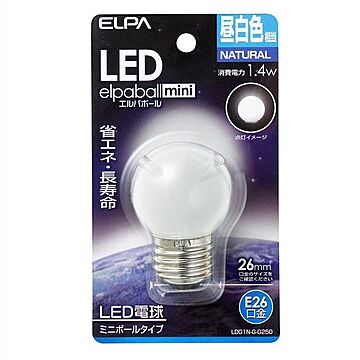 （まとめ） ELPA LED装飾電球 ミニボール球形 E26 G40 昼白色 LDG1N-G-G250 【×5セット】