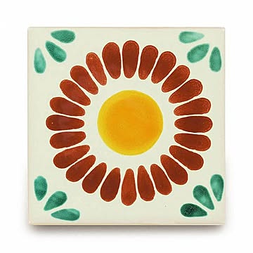 メキシコタイル4枚セット（M027-4）110角イレギュラー（花）