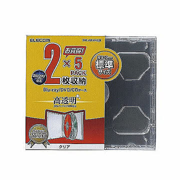 10個セット エレコム　Blu-ray/DVD/CDケース(標準/PS/2枚収納)　CCD-JSCNW5CRX10 管理No. 4589453408398