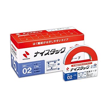 (まとめ) ニチバン ナイスタック 両面テープ はくり紙がはがしやすいタイプ ブンボックス 大巻 15mm×18m NWBB-DE15 1パック(10巻)  【×5セット】