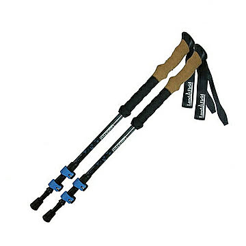 Land Field カーボン製 トレッキングポール 収納袋付き 2本セット 伸縮式 軽量 ストック ウォーキングポール ブルー LF-TP010-BL