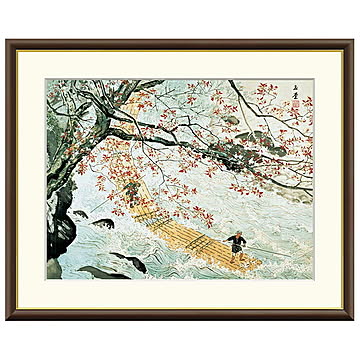 額絵 花筏 川合玉堂 42x34cm 三幸