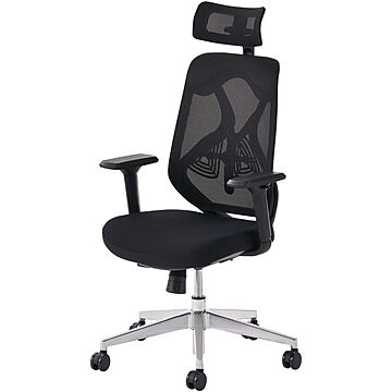 オフィスチェア YS-1 事務椅子 ヘッドレスト付き 肘付き 可動肘 座スライド メッシュチェア 布張りチェア