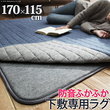 ふかピタ 長方形ラグ 170x115cm 1.5畳用 厚手 防音 洗える 床暖房対応 ホットカーペット対応 滑り止め