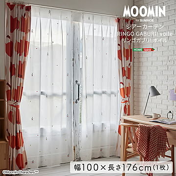 MOOMIN/ムーミン　シアーカーテン　100×176cm×1枚【RINGO GABURI! voile　リンゴガブリ! ボイル】