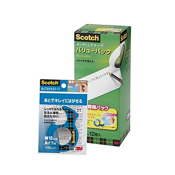 スリーエムジャパン スコッチ メンディングテープ バリューパック（大巻） 巻芯径76mmあとではがせるテープ付き 12巻入