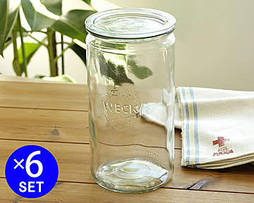ウェック ストレートシェイプ WE974 ガラスキャニスター1550ml 直径Lサイズ 6個セット