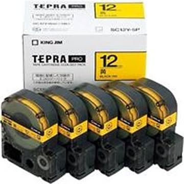 (業務用5セット) キングジム テプラ PROテープ/ラベルライター用テープ 【幅：12mm】 5個入り SC12Y-5P イエロー(黄)