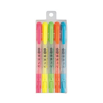 (まとめ) TANOSEEキャップが外しやすい蛍光ペン ツイン 5色（各色1本） 1パック 【×30セット】