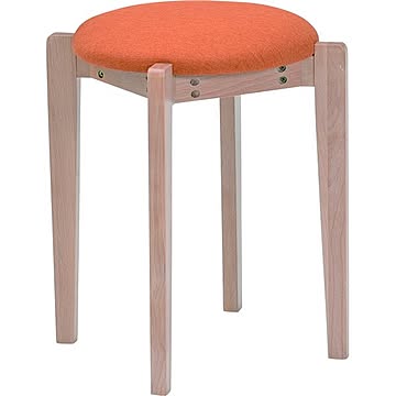 スタッキング スツール ナチュラル×オレンジ 幅40.5cm×奥行40.5cm×高さ46.5cm 円形 木製 完成品 ファブリック