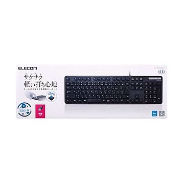 エレコム 有線キーボード/薄型/メンブレン式/抗菌/フルサイズ/ブラック TK-FCM108KBK