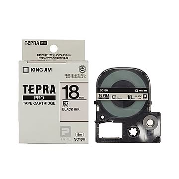 (まとめ) キングジム テプラ PRO テープカートリッジ パステル 18mm 灰色／黒文字 SC18H 1個 【×10セット】