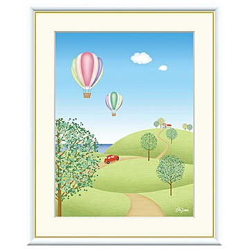 額絵 丘の気球 喜多一 52x42cm 三幸