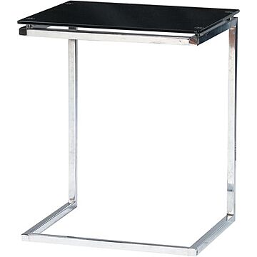強化ガラス製ガラス天板サイドテーブル PT-15BK スチール ブラック