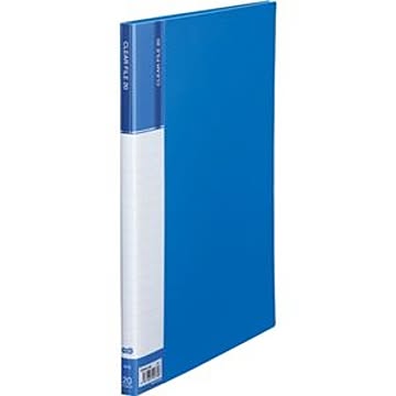（まとめ） TANOSEE クリヤーファイル（台紙入） A4タテ 20ポケット 背幅14mm ブルー 1冊 【×5セット】