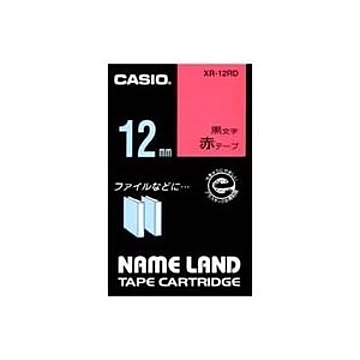(業務用5セット) CASIO カシオ ネームランド用ラベルテープ 幅：12mm XR-12RD 赤に黒文字
