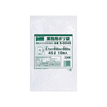 （まとめ）TRUSCO 業務用ポリ袋 0.1×45L S-0045 1パック（10枚）【×5セット】
