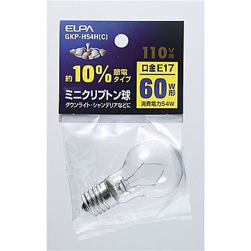 （まとめ） ELPA ミニクリプトン球 電球 60W形 E17 クリア GKP-H54H（C） 【×10セット】