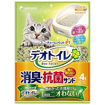 (まとめ）デオトイレ 飛び散らない消臭・抗菌サンド 4L （ペット用品)【×4セット】