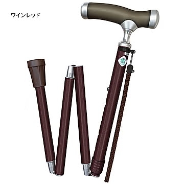杖 やわらかグリップステッキ 折畳 幅13x奥行3.5x高さ75.5〜85.5cm フジホーム