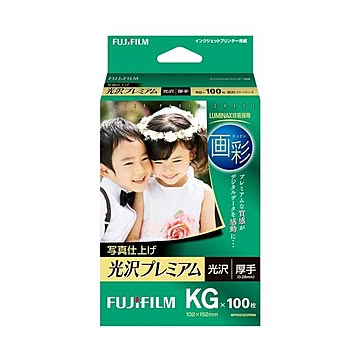 （まとめ）富士フイルム 画彩 写真仕上げ光沢プレミアム 厚手 KG WPKG100PRM 1冊(100枚) ×5セット