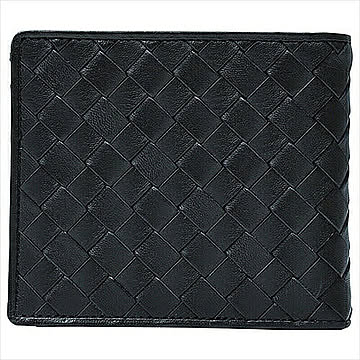良品工房　日本製編込み二つ折財布　ブラック K21102337 管理No. 4560286935978