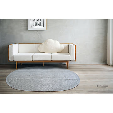 ヘリンボンテイスト コットンラグ　130×180cm楕円形