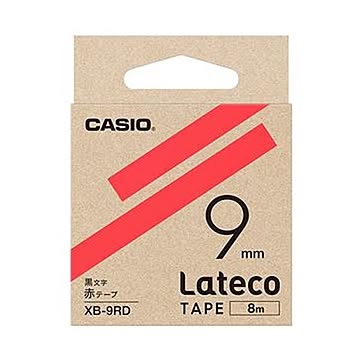 （まとめ）カシオ ラテコ 詰替用テープ9mm×8m 赤/黒文字 XB-9RD 1セット（5個）【×3セット】
