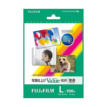 (まとめ) 富士フィルム FUJI 画彩 写真仕上げValue 光沢 L判 WPL100VA 1冊(100枚) 【×5セット】