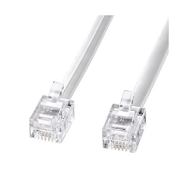 （まとめ） サンワサプライ モジュラーケーブル（白） TEL-N1-5N2 【×5セット】