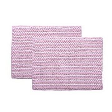 ピンク色のバスマット・フロアマット 2枚組 約50cm×75cm 高吸水性・防滑 脱衣所・風呂用