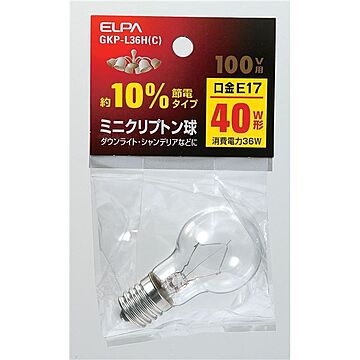 （まとめ） ELPA ミニクリプトン球 電球 40W形 E17 クリア GKP-L36H（C） 【×30セット】