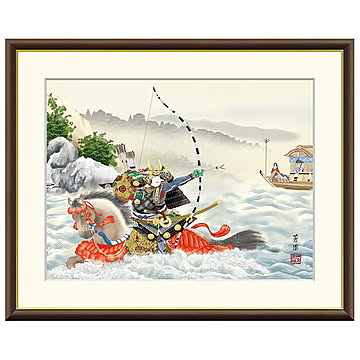 額絵 波上武者 石田芳園 42x34cm 三幸