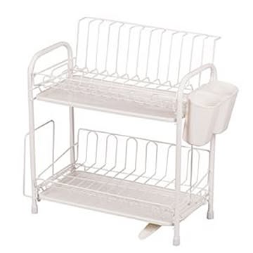8個セット 水切りかご（水切りラック/キッチン用品） 2段 排水ノズル付きトレー 『アレスタ』