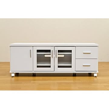 TREVIS テレビ台 ホワイト 幅120cm 扉収納 キャスター付き