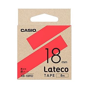 （まとめ）カシオ ラテコ 詰替用テープ18mm×8m 赤/黒文字 XB-18RD 1個【×10セット】
