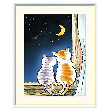 額絵 三日月のねこ 千春 61x49.5cm 三幸